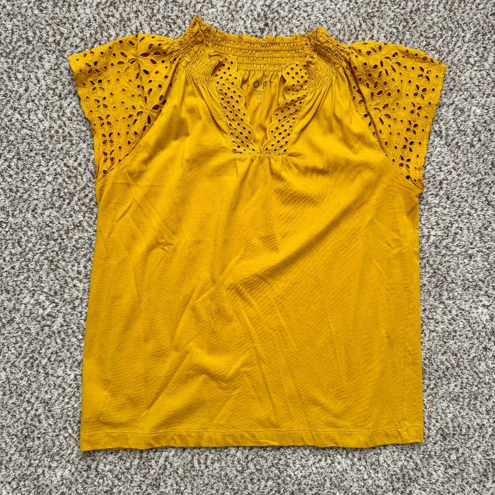 LOFT V-neck Eyelet Top